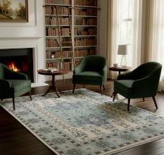 Handcrafted Cozy Cotton and Wool Handknotted Rug for Relaxing Spaces